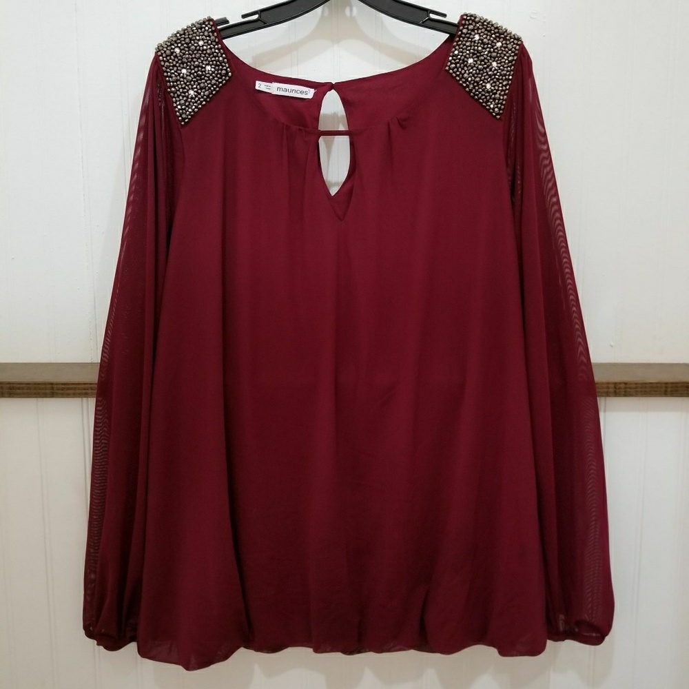 Burgundy Maurices long sleeve top.